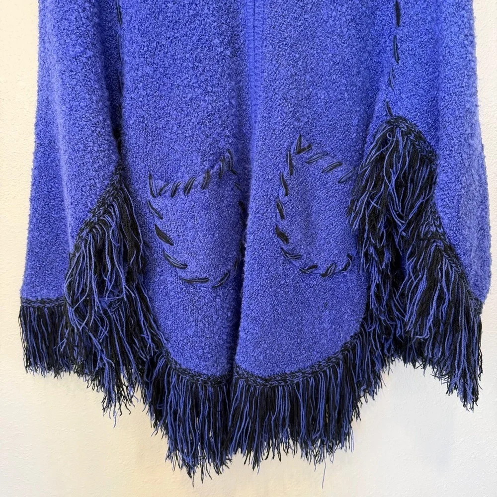 Fringe Boho/Western-Inspired Zip-Up Poncho Sweater